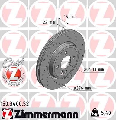 Тормозной диск Zimmermann SPORT Z. Артикул 150.3400.52