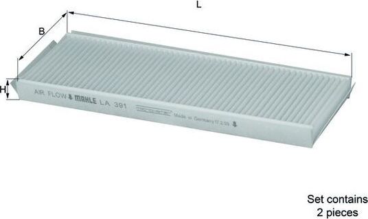 Салонный фильтр Mahle-Knecht. Артикул LA 391/S