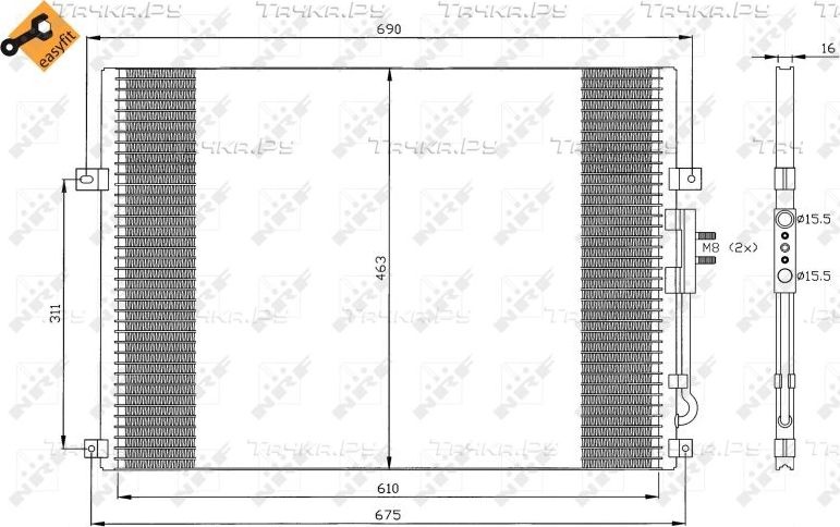 Радиатор кондиционера (конденсатор) NRF (алюминий). Артикул 35275