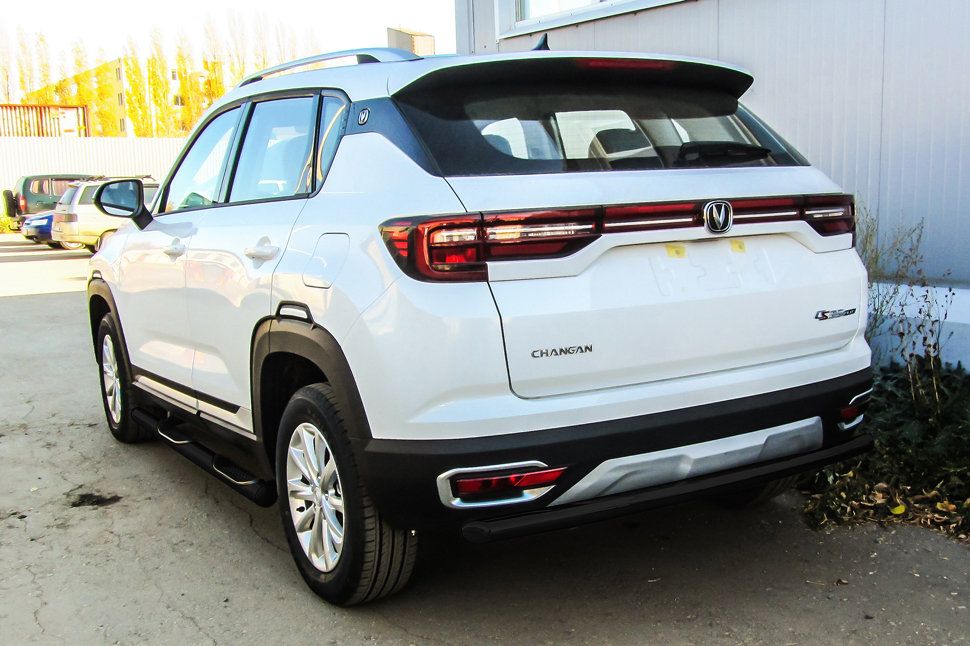 Защита Slitkoff задняя d57 черная для Changan CS35 Plus 2019-2026. Артикул CHANCS35P-006B