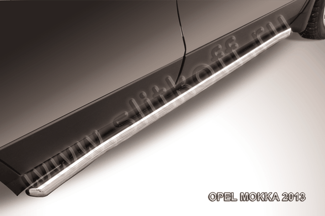 Пороги Slitkoff труба d57 с загибами для Opel Mokka 2013-2026. Артикул OPMOK13-008