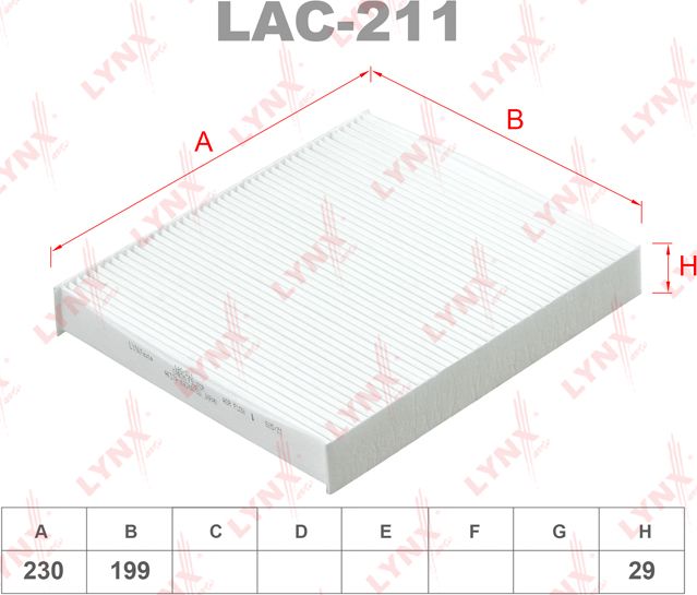 Салонный фильтр LYNXauto для Infiniti QX50 I 2013-2017. Артикул LAC-211