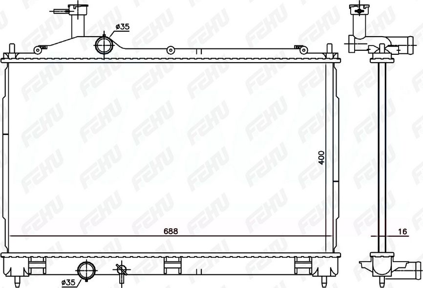 Радиатор охлаждения для Mitsubishi Outlander (12-) (Fehu). Артикул frc1342