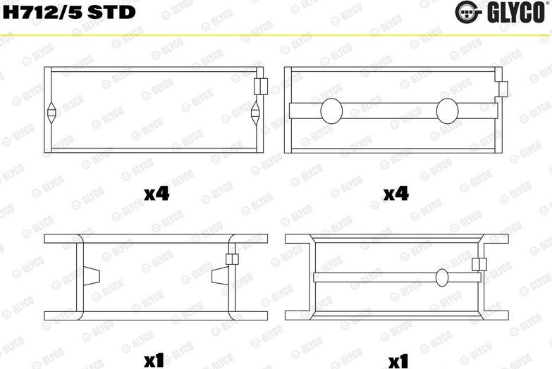 Вкладыши коренные Glyco для Mercedes-Benz T2 I 1970-1988. Артикул H712/5 STD