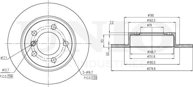 Диск тормозной (Unio). Артикул BRD-20519