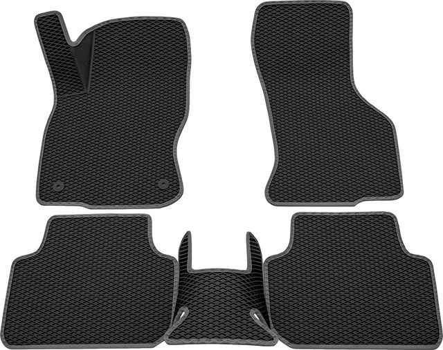 Коврики Rezkon 3D EVA ромб резиновые для салона Skoda Octavia A8 2019-2026 Серый кант. Артикул 9230010402