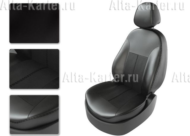 Чехлы CarFashion Classic на сидения для Lada Largus Lux 5 мест I до рестайлинга 2012-2021, цвет Черный/Черный/Черный. Артикул 361918060606