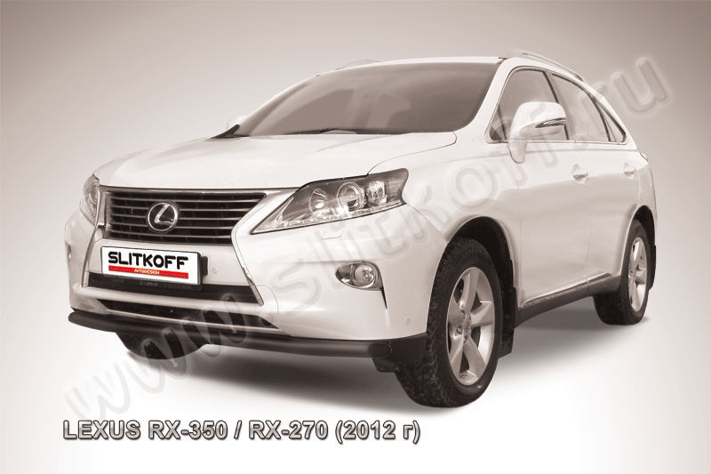 Защита Slitkoff переднего бампера d57 ЧЕРНАЯ матовая для Lexus RX 350/270 2012-2026. Артикул LRX35-12.004B