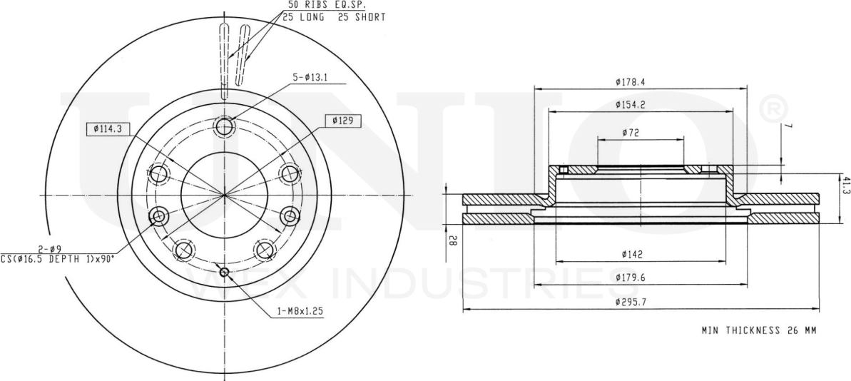 Диск тормозной (Unio). Артикул BRD-20211