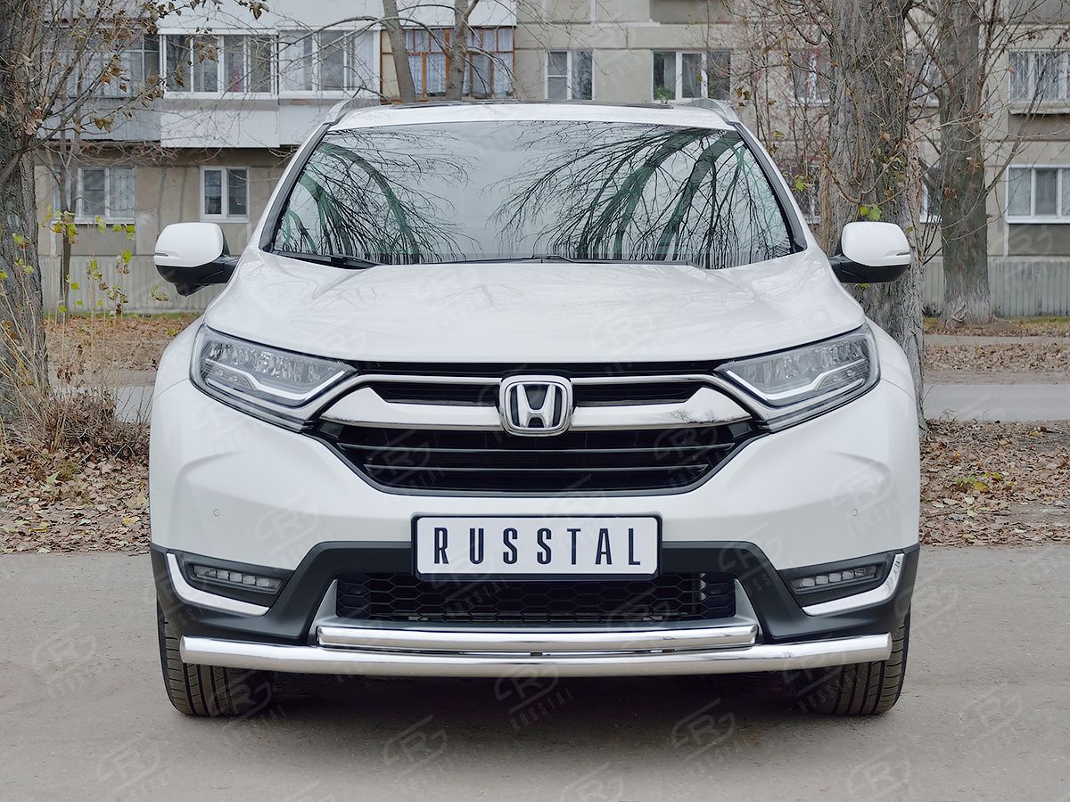 Защита РусCталь переднего бампера d63 секции-d42 дуга для Honda CR-V V до рестайлинга 2016-2020. Артикул HCRZ-002826
