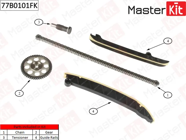 77B0101FK Комплект цепи ГРМ Volkswagen Beetle/Caddy/Golf/Golf Plus/Polo/Touran 1.2 TFSI CBZB/CBZA 10 (Master KIT) Master KIT. Артикул 77b0101fk