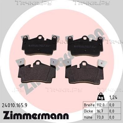 Тормозные колодки Zimmermann pb:z задние для Audi Q7 I (4L) 2006-2015. Артикул 24010.165.9