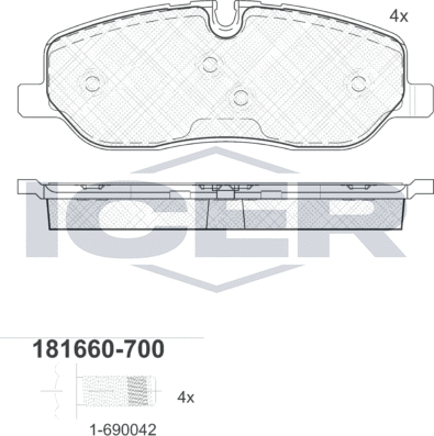 Тормозные колодки Icer. Артикул 181660-700