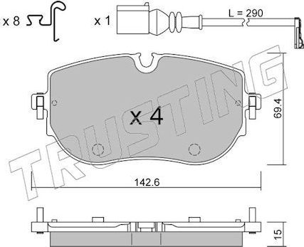 Тормозные колодки Trusting для Volkswagen ID.3 I 2019-2026. Артикул 1319.0