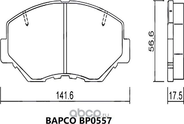 Колодки тормозные дисковые BP0557 передние, комплект, (Bapco). Артикул BP0557