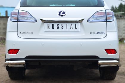 Защита RusStal заднего бампера уголки d63 для Lexus RX 270/350/450h 2012-2024. Артикул LRXZ-000417