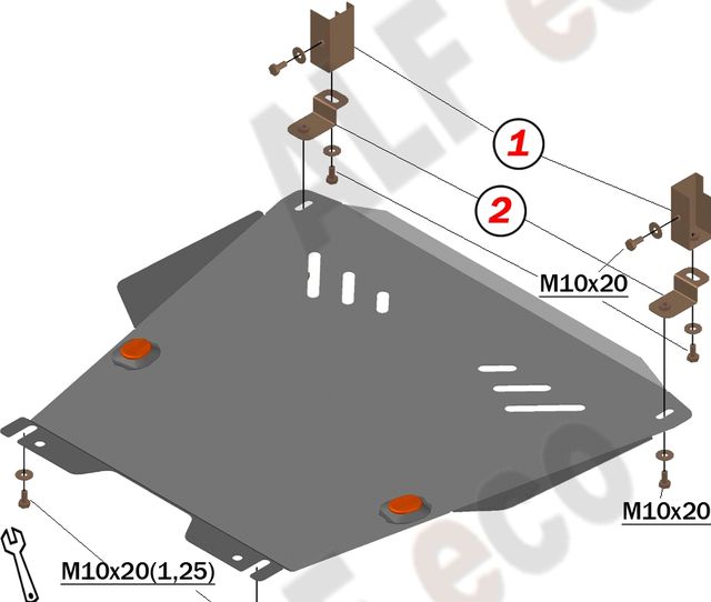 Защита алюминиевая Alfeco для картера и КПП Toyota Raum II 2003-2011. Артикул ALF.24.87al