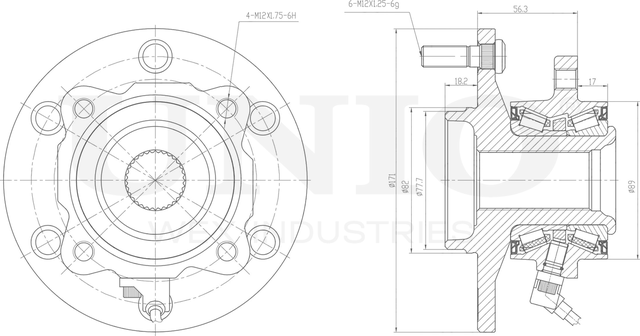 Ступица колеса с интегрированным подшипником (Unio). Артикул HUB-20188