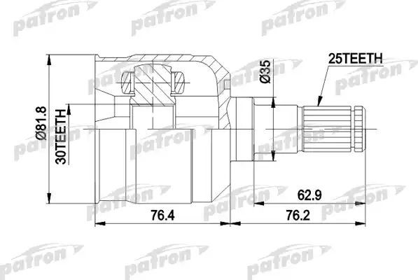 Шрус наружный (граната) Patron для Mitsubishi Lancer VI 1992-2003. Артикул PCV5009