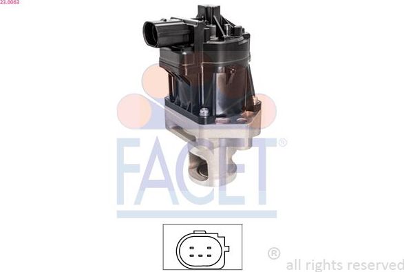Клапан EGR (рециркуляции выхлопных газов) Facet Made in Italy - OE Equivalent. Артикул 23.0063