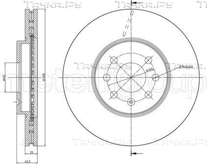 Тормозной диск Metelli для Opel Astra H 2004-2014. Артикул 23-0825C