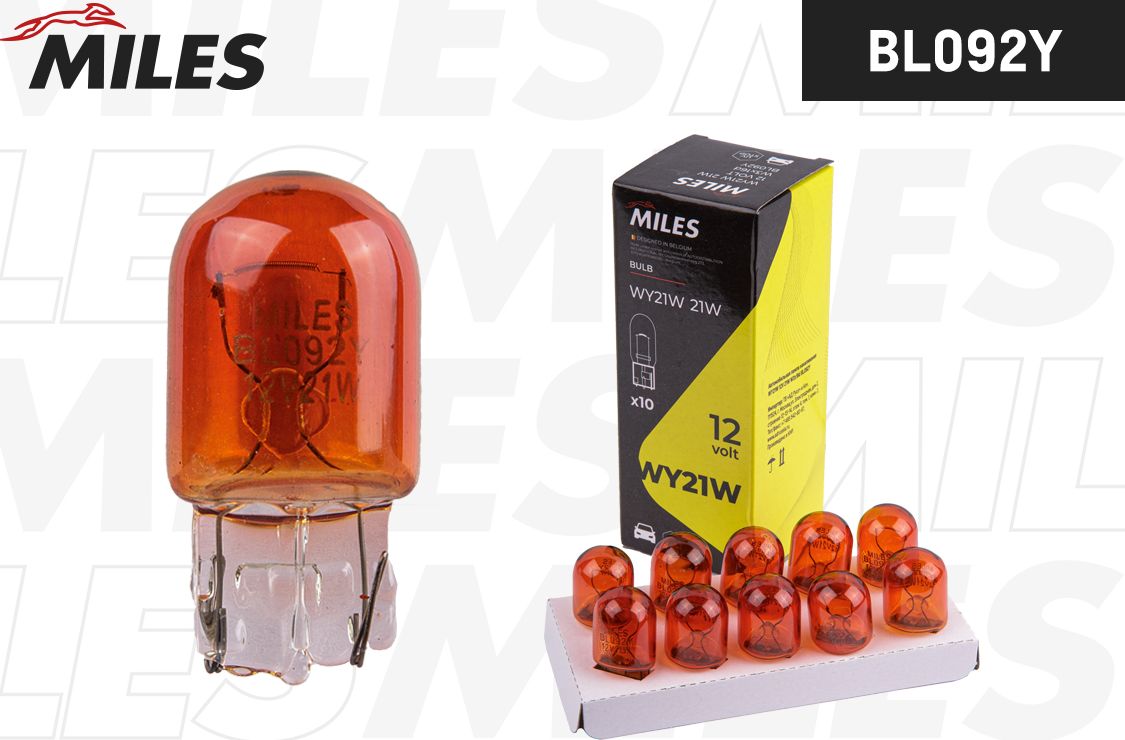 Лампа WY21W 12V 21W W3x16d AMBER Miles. Артикул BL092Y