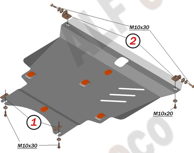 Защита Alfeco для картера и КПП Toyota Matrix I 2001-2008 4WD сборка USA. Артикул ALF.24.84