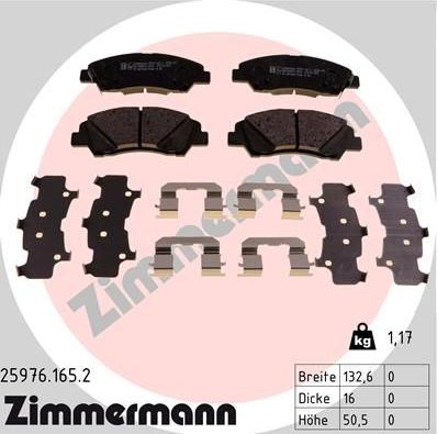 Тормозные колодки Zimmermann. Артикул 25976.165.2