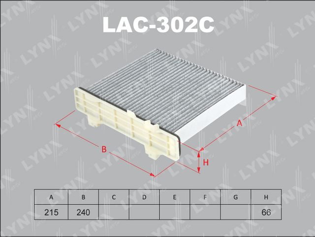 Салонный фильтр LYNXauto для Mitsubishi Pajero Pinin 1999-2007. Артикул LAC-302C