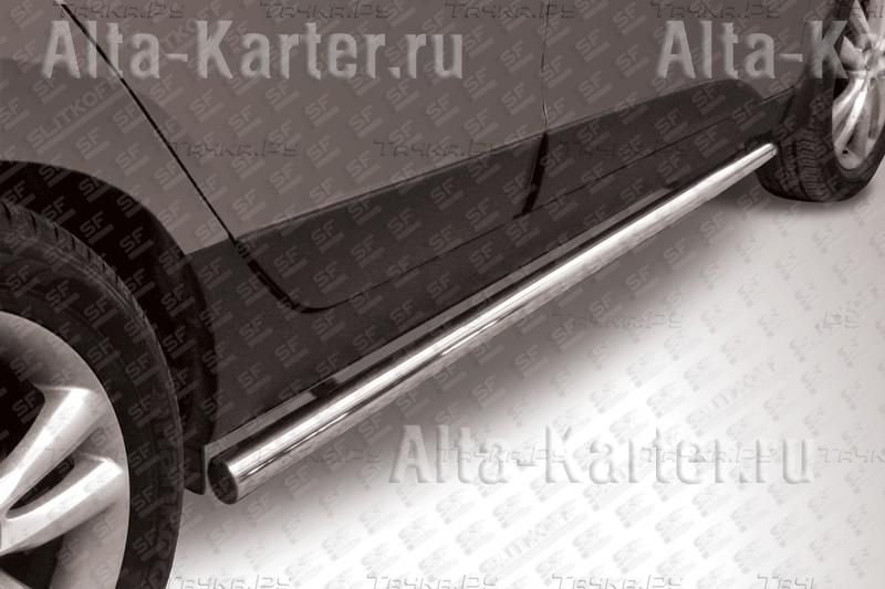 Пороги Slitkoff труба d57 ЧЕРНЫЕ матовые для Kia Sportage II 2008-2010. Артикул KSN007B
