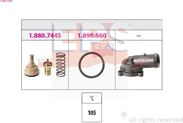 Термостат EPS Made in Italy - OE Equivalent. Артикул 1.880.744K