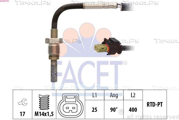 Датчик температуры выхлопных газов Facet Made in Italy - OE Equivalent. Артикул 22.0133