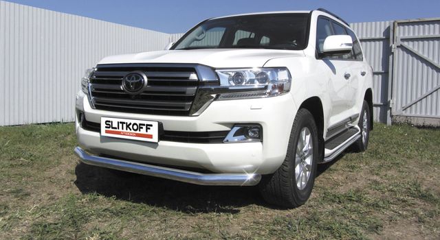 Защита Slitkoff переднего бампера d76 для Toyota Land Cruiser 200 рестайлинг 2015-2021. Артикул TLC2-15-005