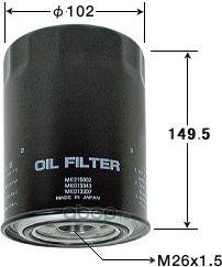 C-313 ФИЛЬТР МАСЛЯНЫЙ MITSUBISHI PAJERO 2.8D/3.2D/CANTER 2.8D/3.9D (VIC). Артикул C313