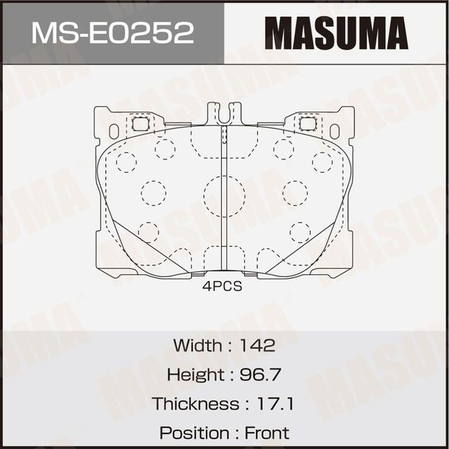 Колодки дисковые MASUMA, PN0695 front. Артикул MSE0252