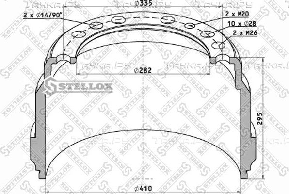 Тормозной барабан Stellox задний для Volvo  F10 1977-1994. Артикул 85-00079-SX