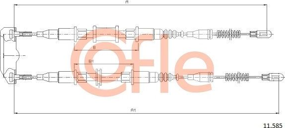 Трос ручника (тросик ручного тормоза) Cofle задний для Opel Kadett E 1984-1993. Артикул 11.585