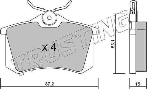 Тормозные колодки Trusting задние для Volkswagen Scirocco II 1985-1992. Артикул 102.0