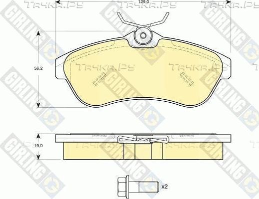 Тормозные колодки Girling передние для Citroen C2 2003-2009. Артикул 6114961