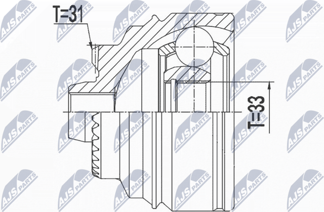 Шрус внутренний (граната) NTY передний для MINI Countryman II (F60) 2016-2026. Артикул NPZ-BM-025