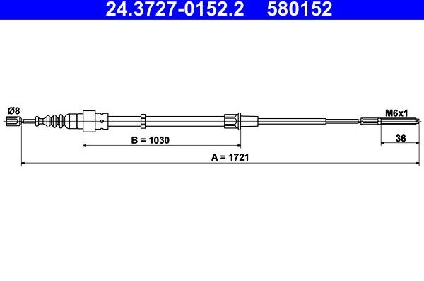 Трос ручника (тросик ручного тормоза) ATE. Артикул 24.3727-0152.2