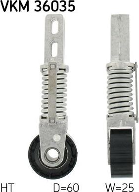 Натяжной ролик (натяжитель) приводного поликлинового ремня SKF правый для Renault Espace III 2001-2002. Артикул VKM 36035