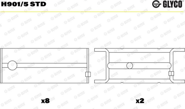 Вкладыши коренные Glyco для Opel Frontera A 1992-1998. Артикул H901/5 STD