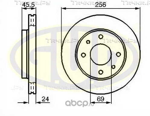 Тормозной диск G.U.D. передний для Mitsubishi Galant VII 1992-1996. Артикул GDB124136