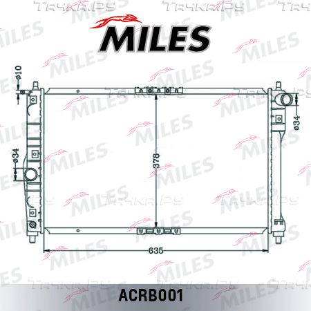 Радиатор охлаждения двигателя Miles (алюминий) для ЗАЗ Sens 2004-2009. Артикул ACRB001