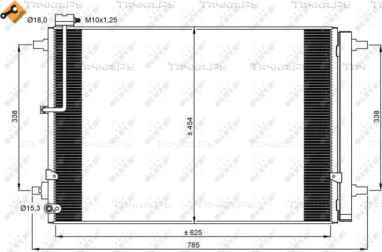 Радиатор кондиционера (конденсатор) NRF (алюминий). Артикул 350059