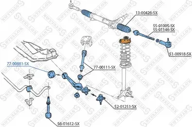 Сайлентблок переднего рычага подвески Stellox правый/левый для Volvo 760 1981-1992. Артикул 77-00881-SX