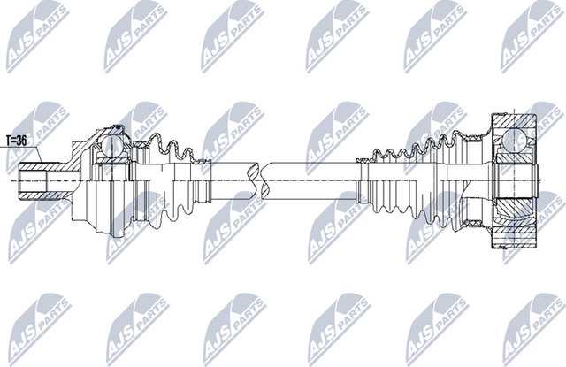 Полуось (привод в сборе, приводной вал) NTY задняя правая для Skoda Superb II 2008-2015. Артикул NPW-VW-087
