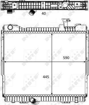Радиатор охлаждения двигателя NRF (алюминий) для Nissan Cabstar F24M, F24W 2006-2013. Артикул 58484