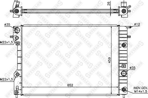 Радиатор охлаждения двигателя Stellox для Opel Omega B 1994-2003. Артикул 10-25065-SX